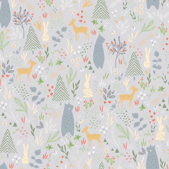 RoomMates Light Gray Spring Forest Pals Peel & Stick Wallpaper | 18" x 18.86ft | Michaels®